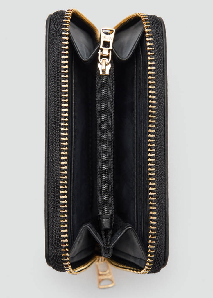 Medium wallet with saffiano effect — Black