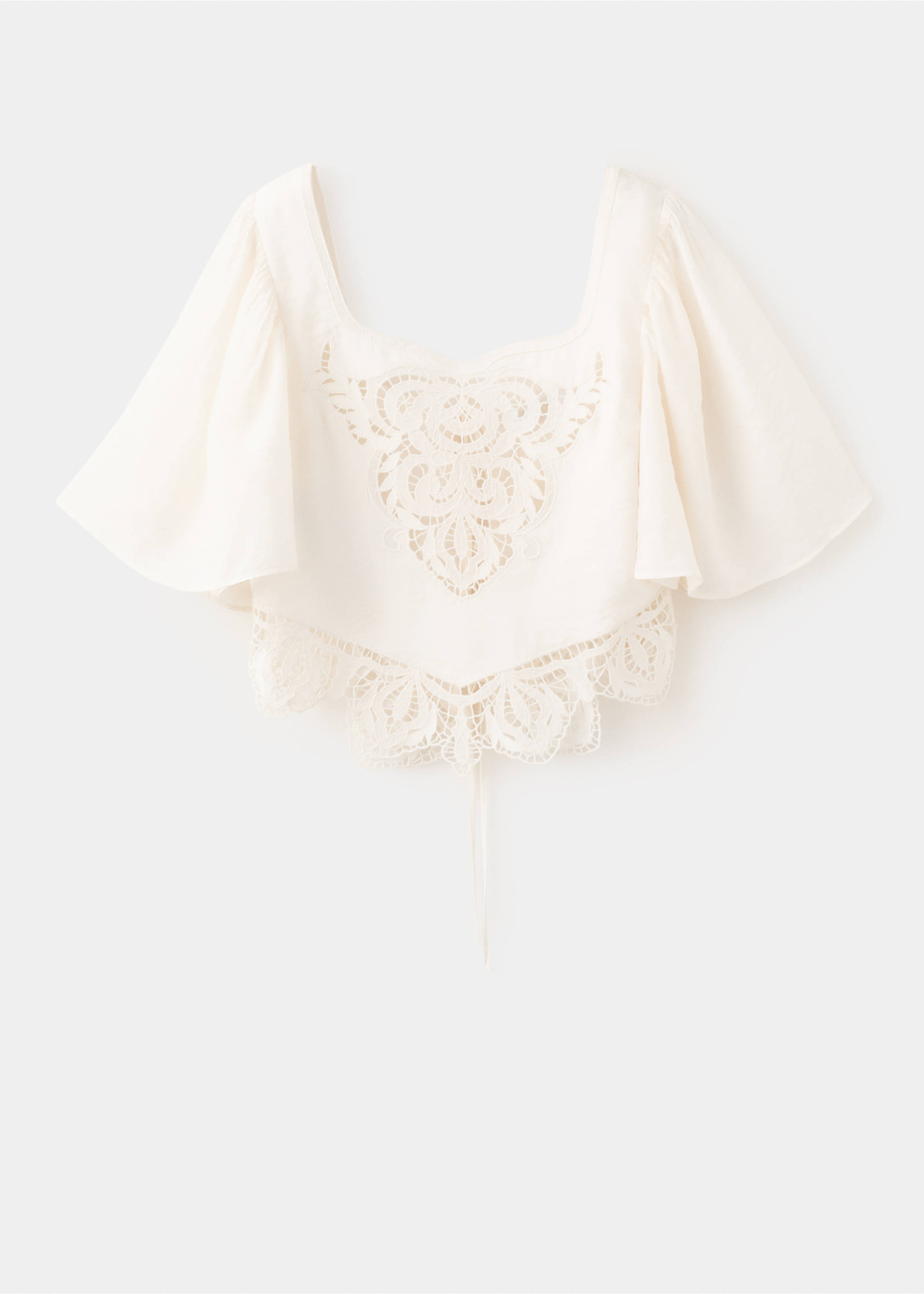 Broderie anglaise crop top - Article without model, Off White. Ref: 37061388-00.