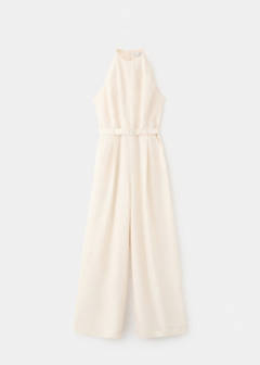 Halter jumpsuit with belt detail — Ecru 5