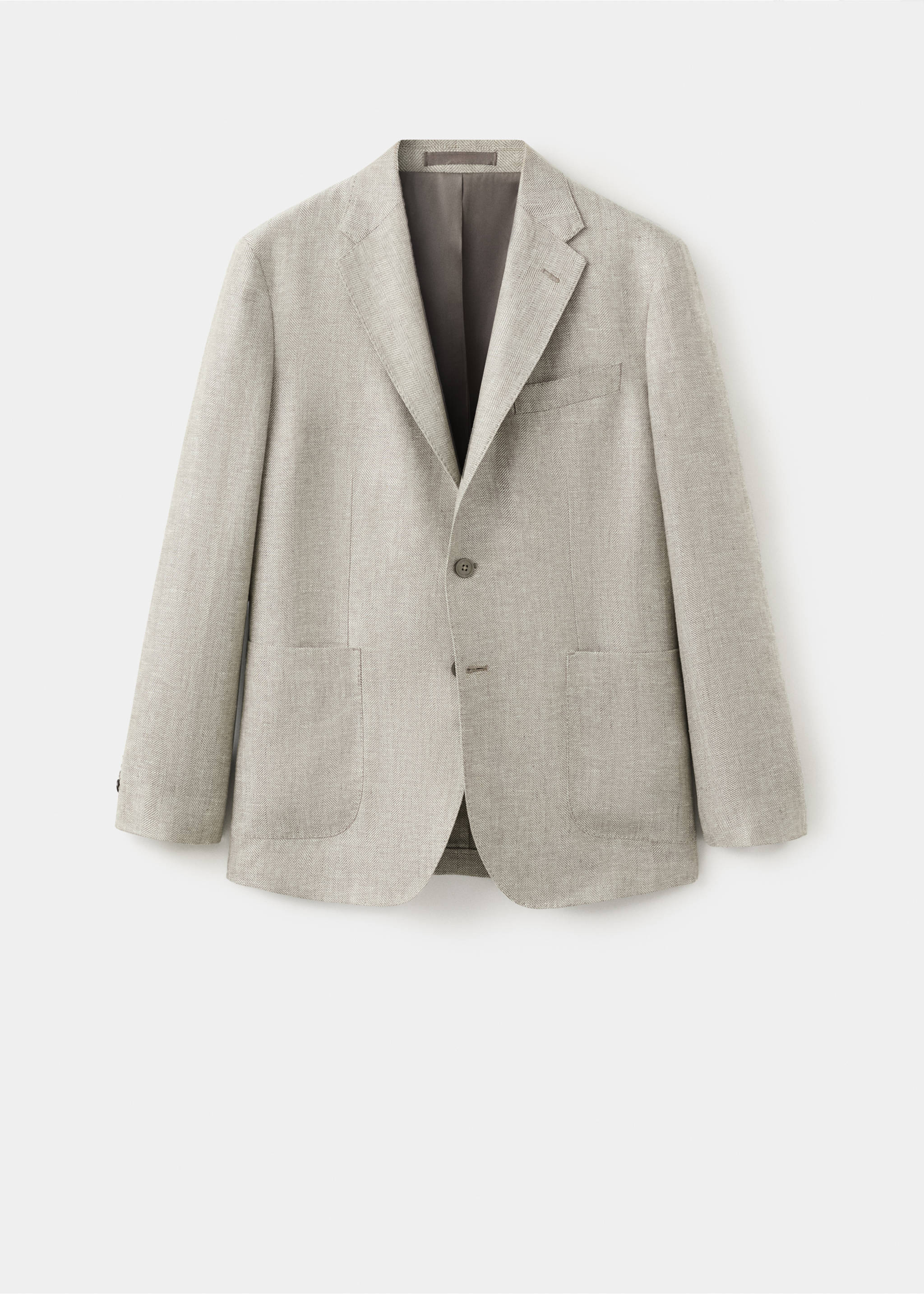 Slim fit 100% linen suit blazer - Article without model, Green. Ref: 37061391-00.