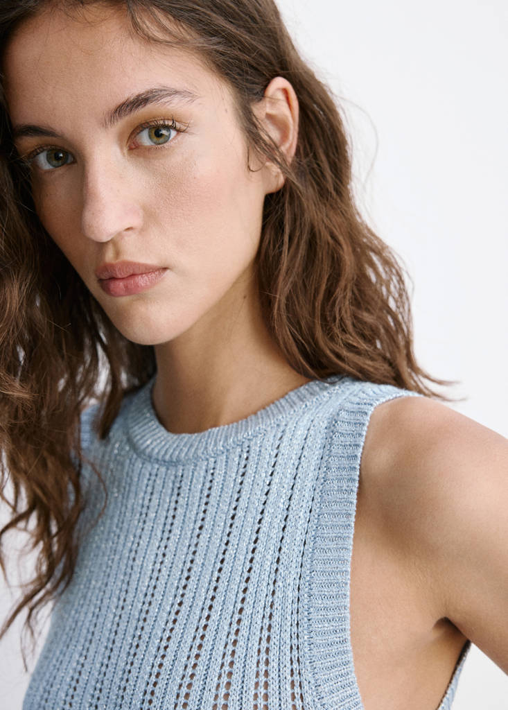 Long openwork knitted dress — Sky Blue