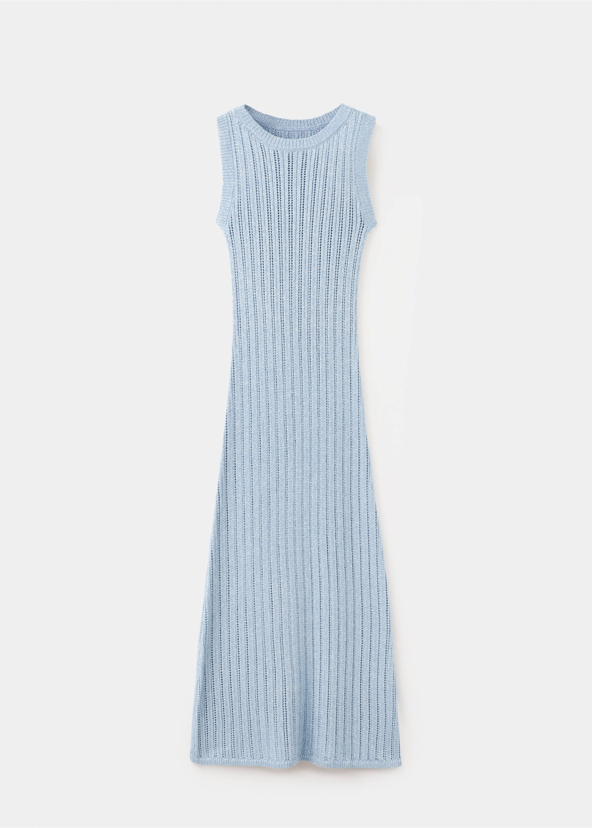 Long openwork knitted dress - Article without model, Sky Blue. Ref: 37061393-00.