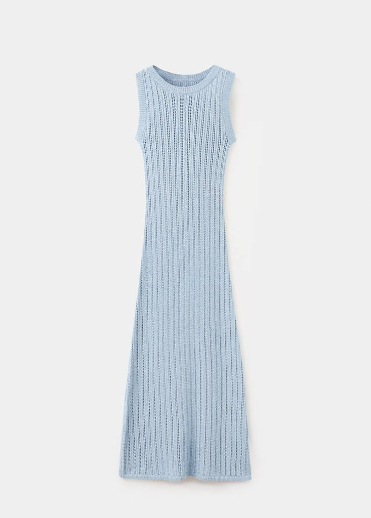 Long openwork knitted dress — Sky Blue