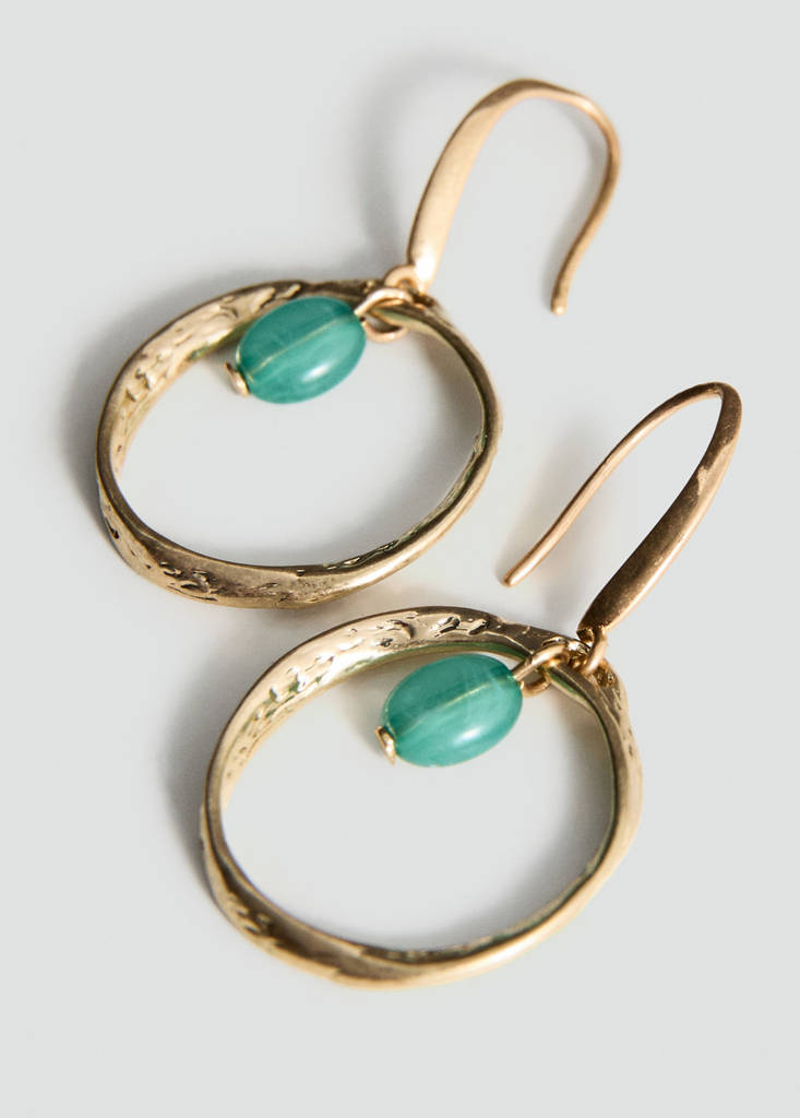 Mango Bead Hoop Earrings In Gold