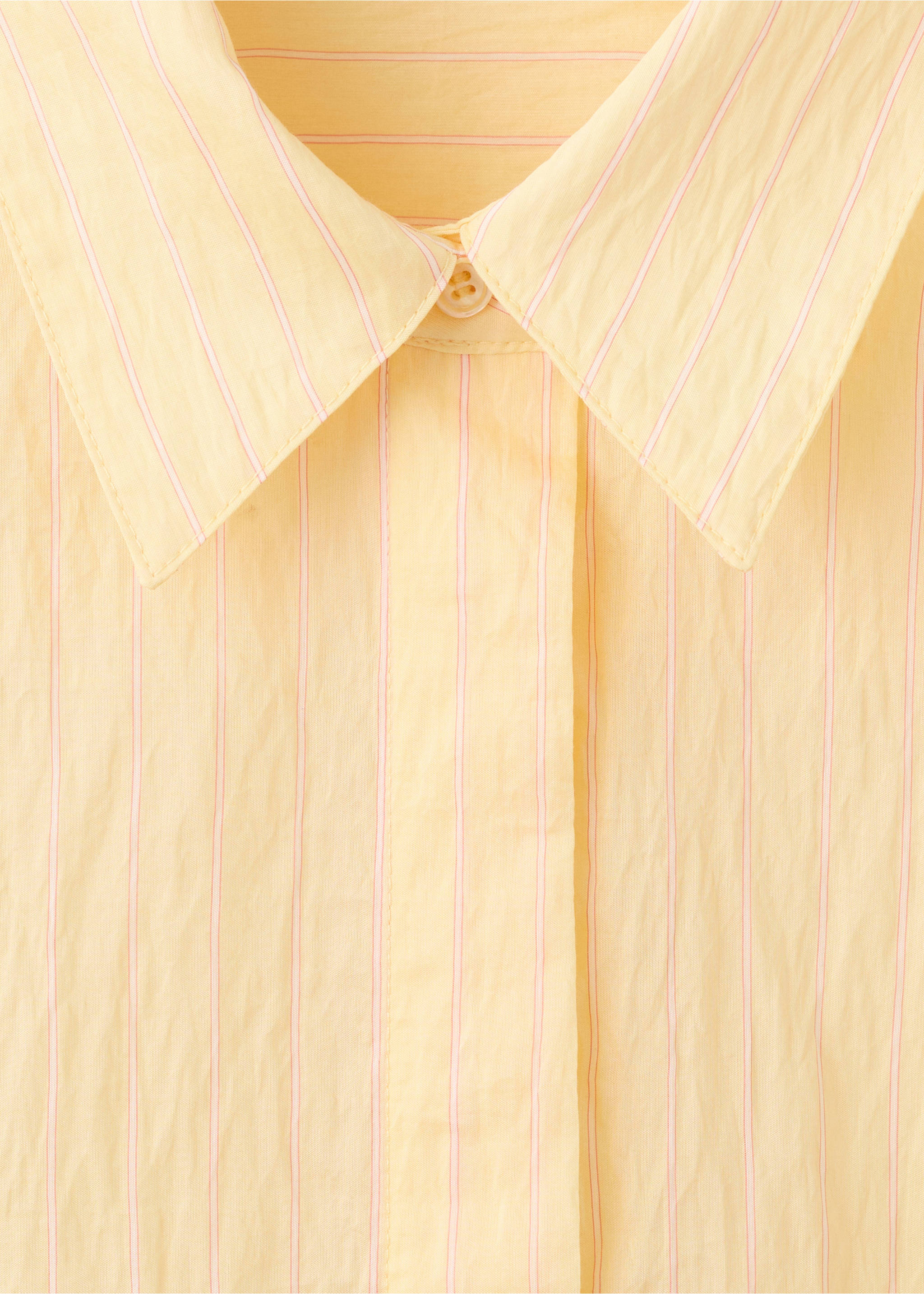 Lyocell striped shirt with bow detail - Details of the article 8, Yellow. Ref: 37061398-00.