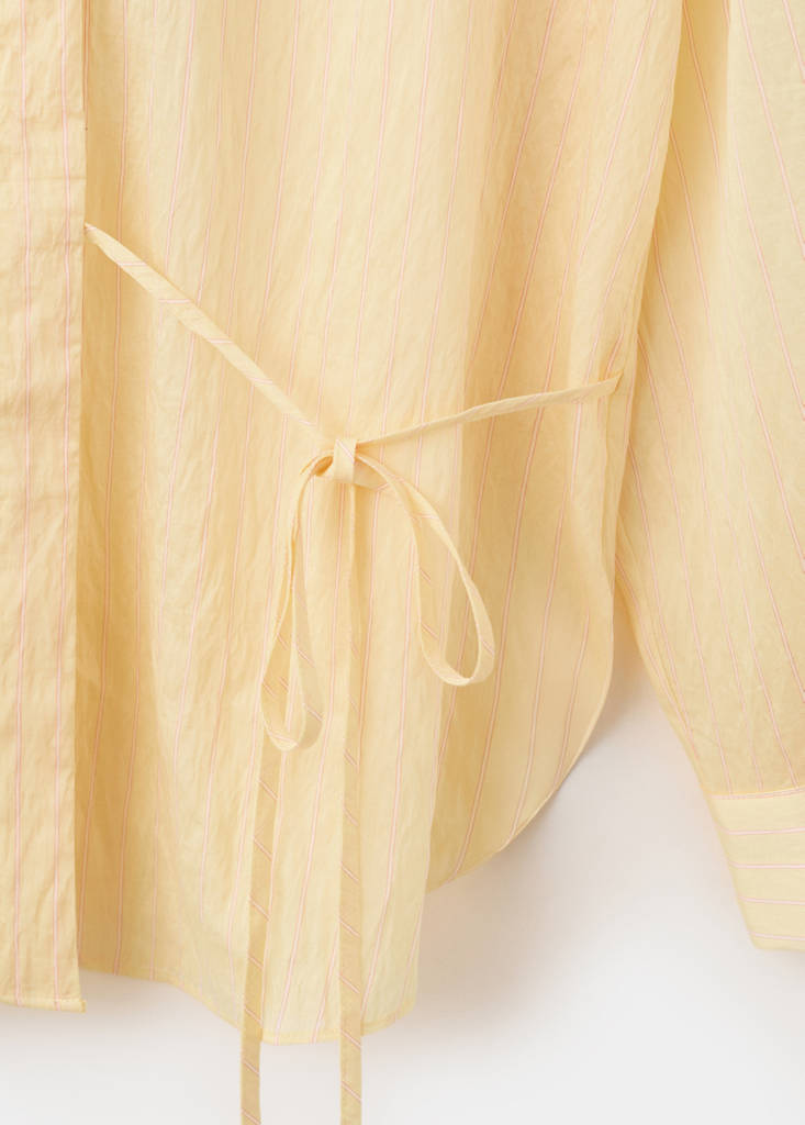 Lyocell striped blouse with bow detail — Yellow
