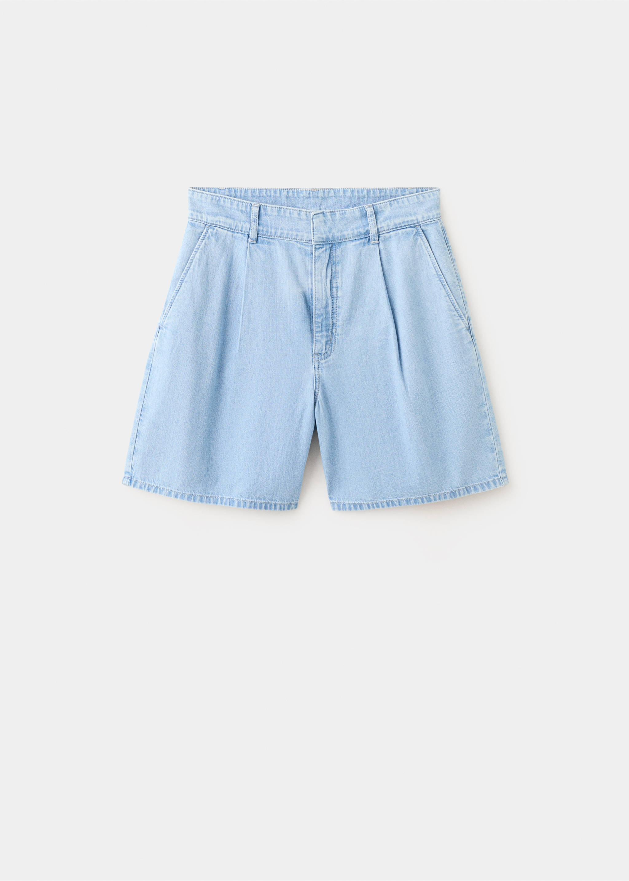 Bermudas denim tiro medio pinzas - Artículo sin modelo, Azul claro. Ref: 37061399-00.