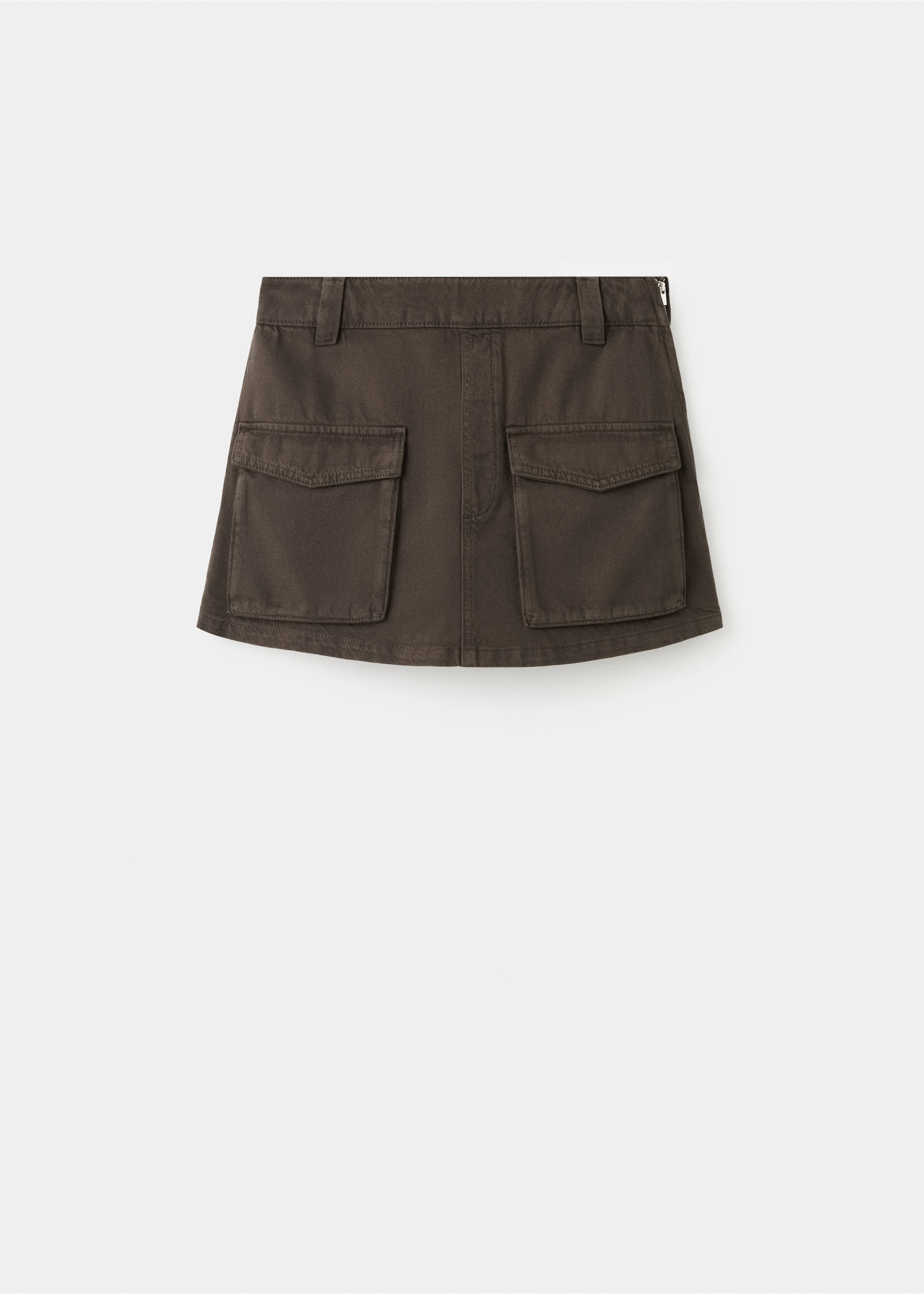 Jupe-short en denim cargo - Article sans modèle, Chocolat. Ref: 37061400-00.