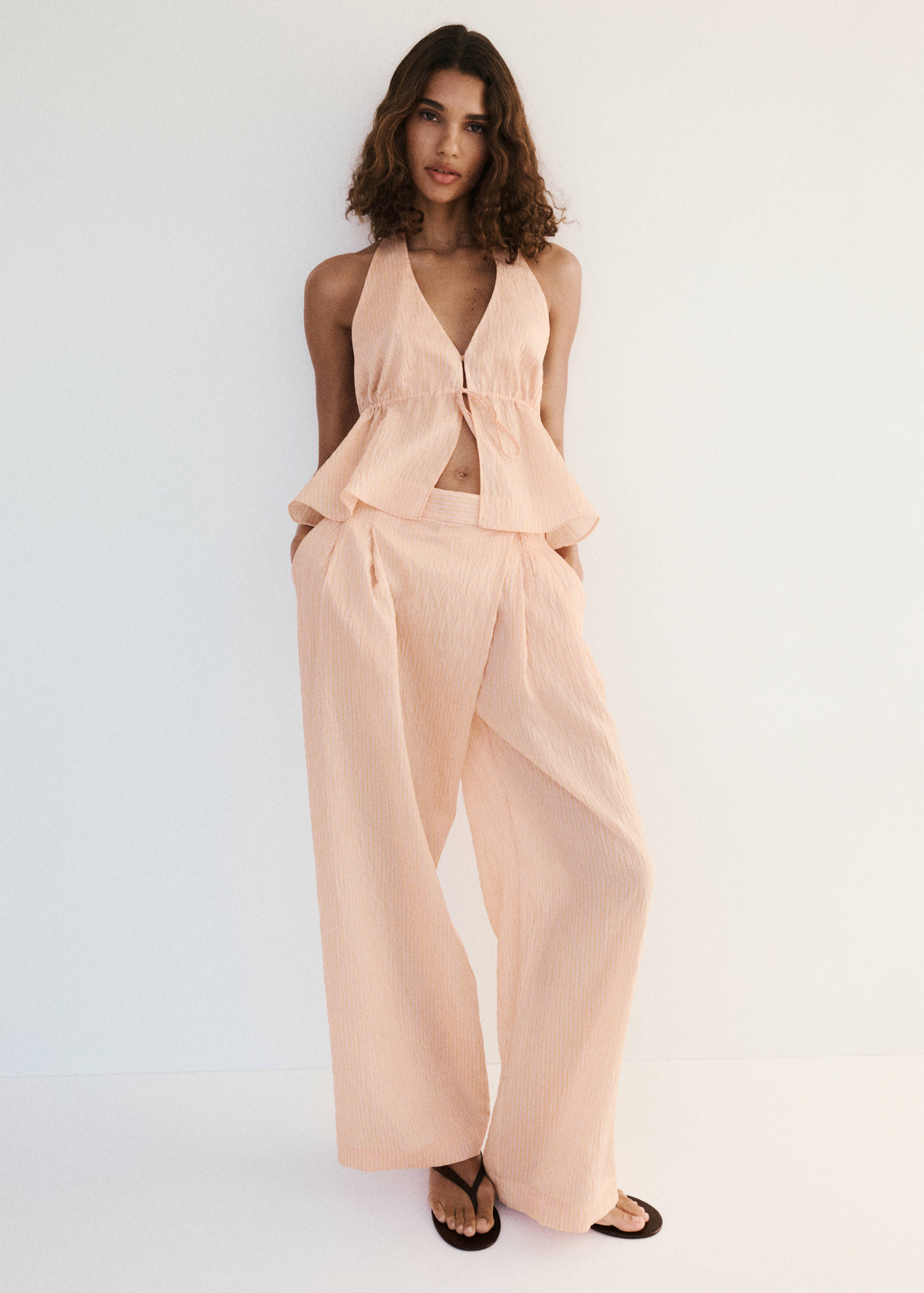 Pantalón lyocell rayas - Plano general