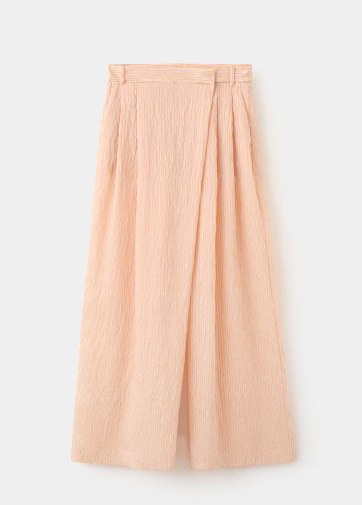 Striped lyocell trousers — Orange