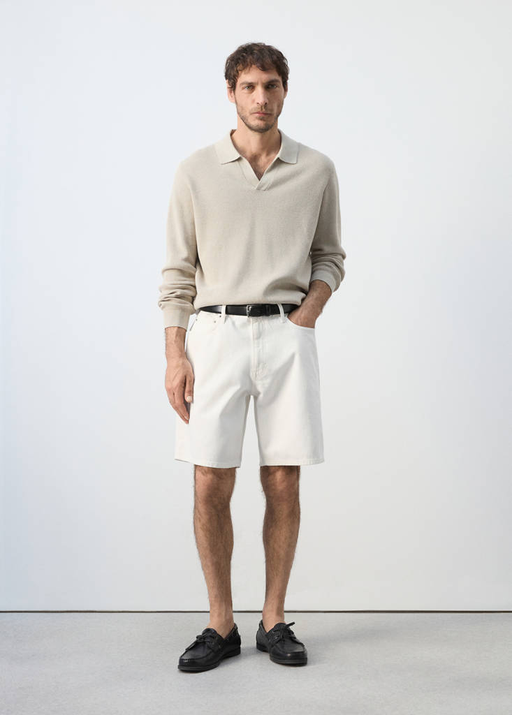 Straight-fit denim bermuda shorts — Off White