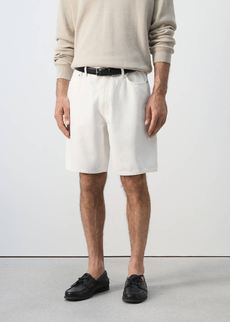 Straight-fit denim bermuda shorts — Off White