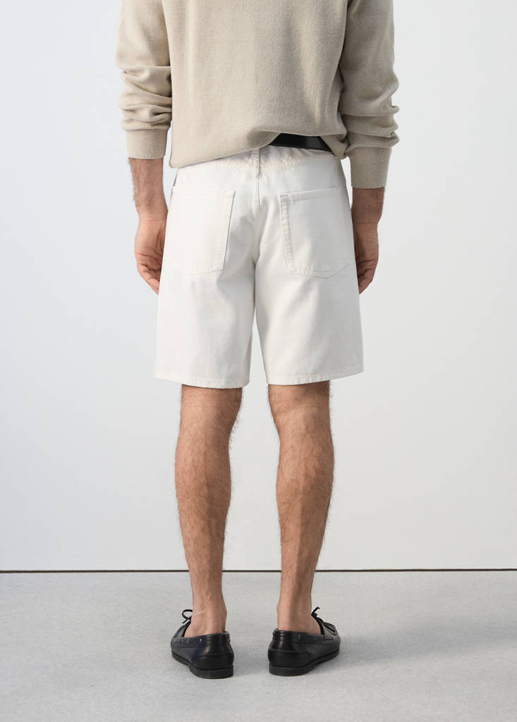 Straight-fit denim bermuda shorts — Off White