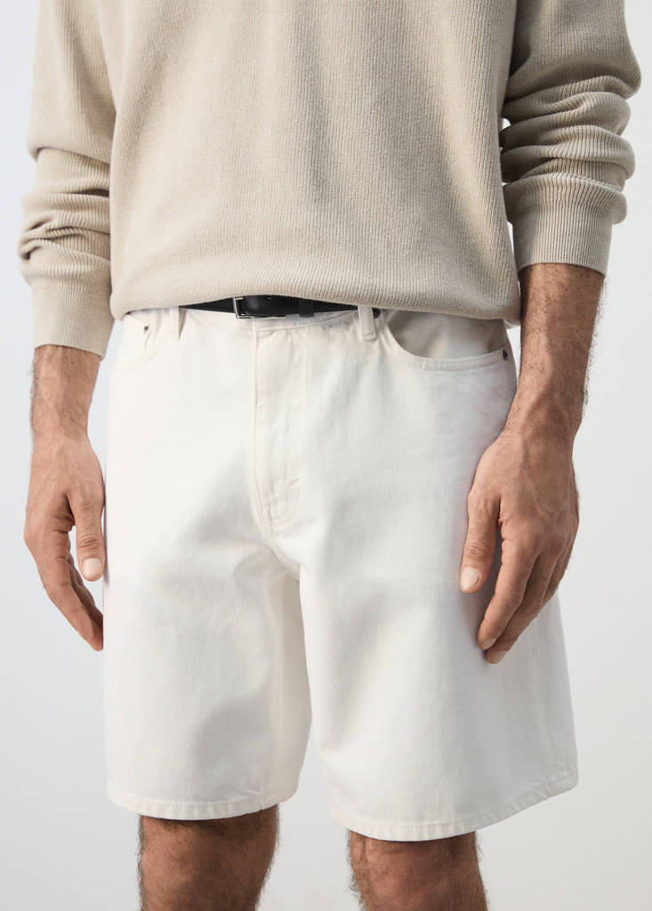Straight-fit denim bermuda shorts — Off White