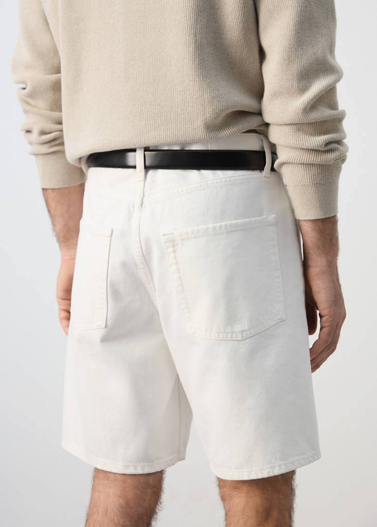Straight-fit denim bermuda shorts — Off White