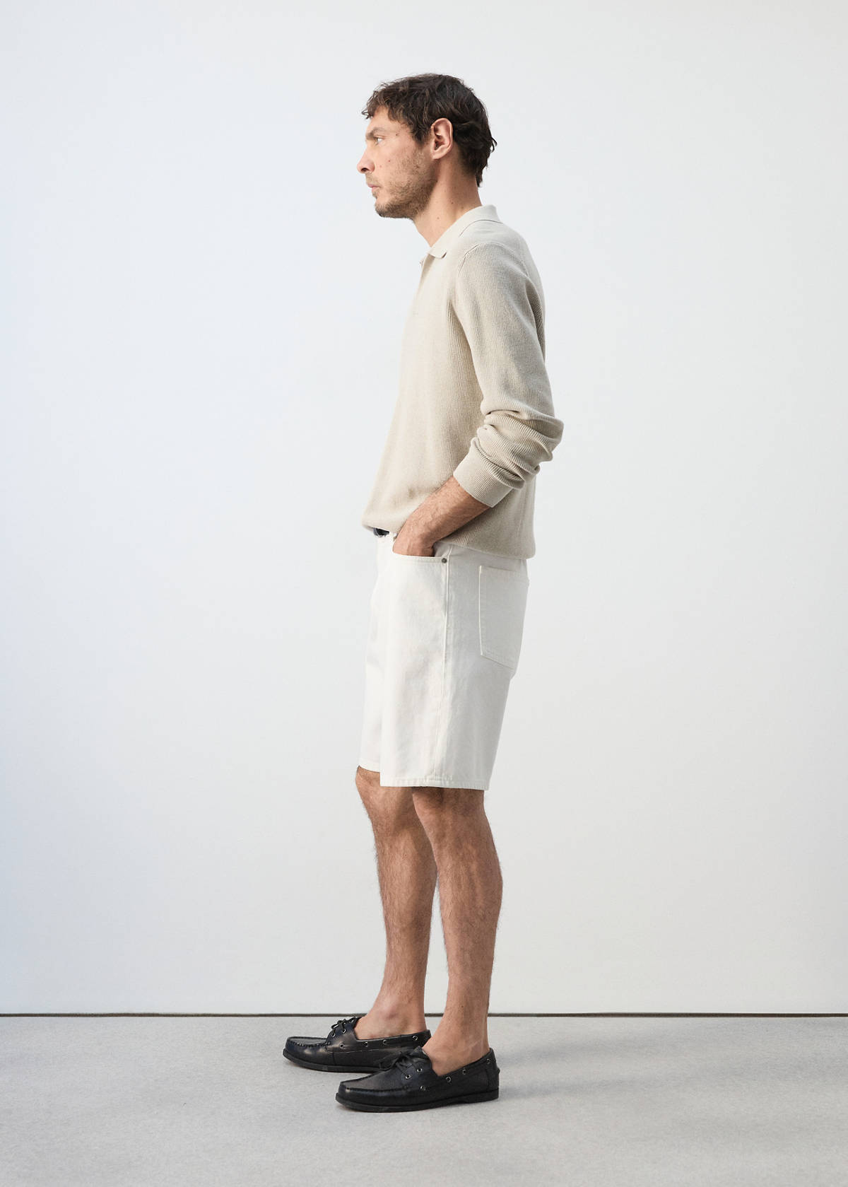 Straight-fit denim bermuda shorts — Off White