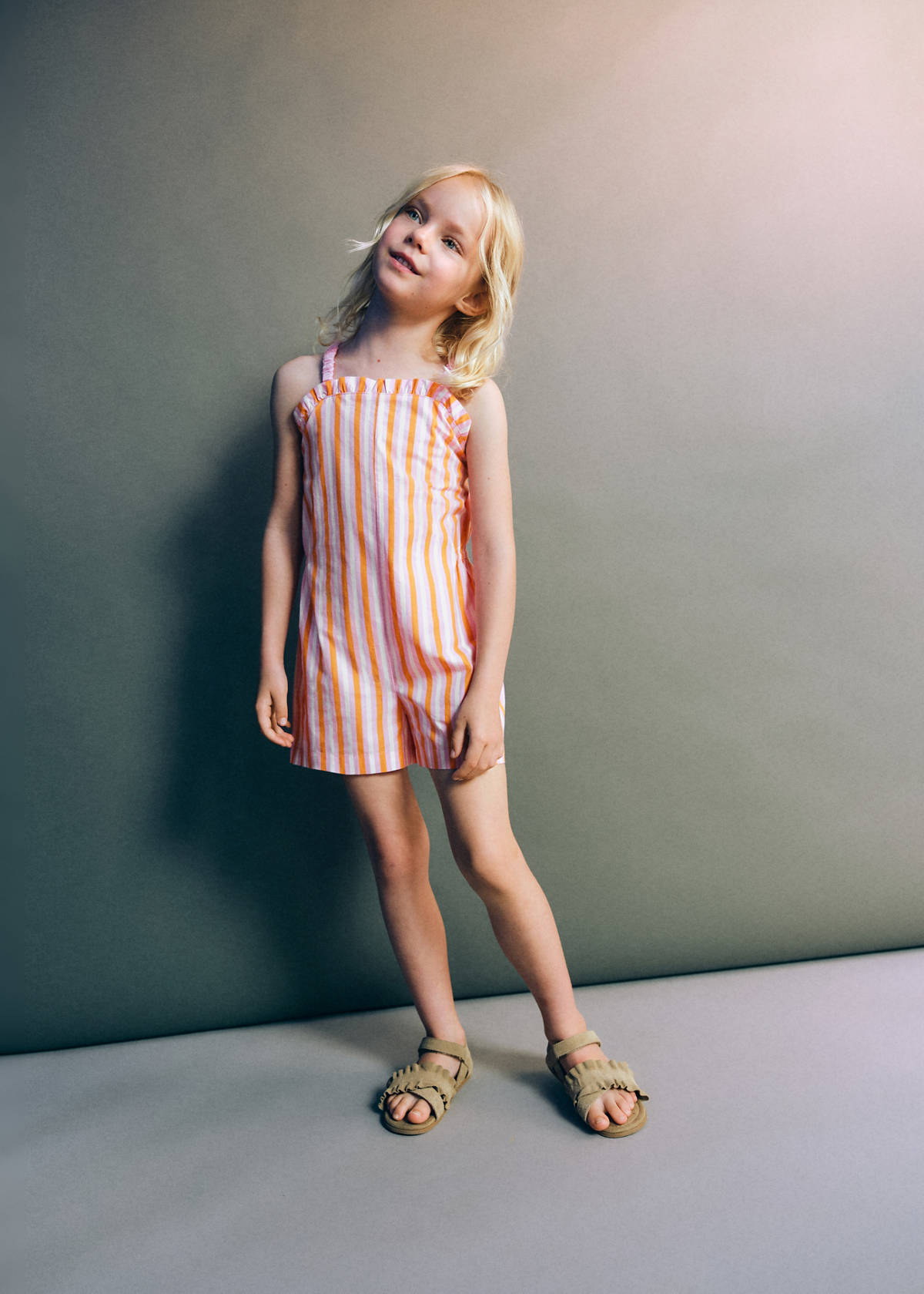 Striped romper — Orange