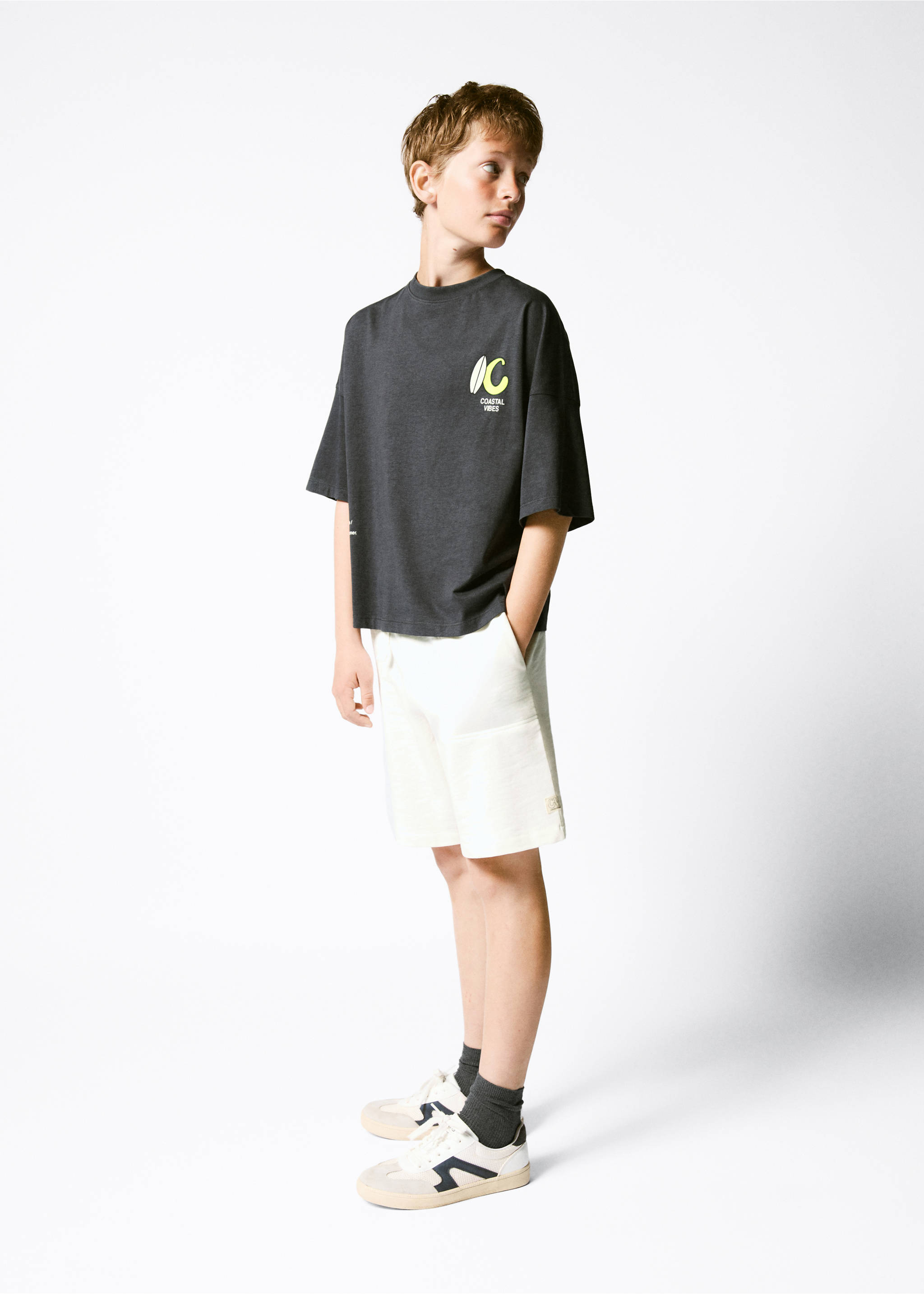 Cotton shorts with drawstring - General plane, Off White. Ref: 37061409-00.