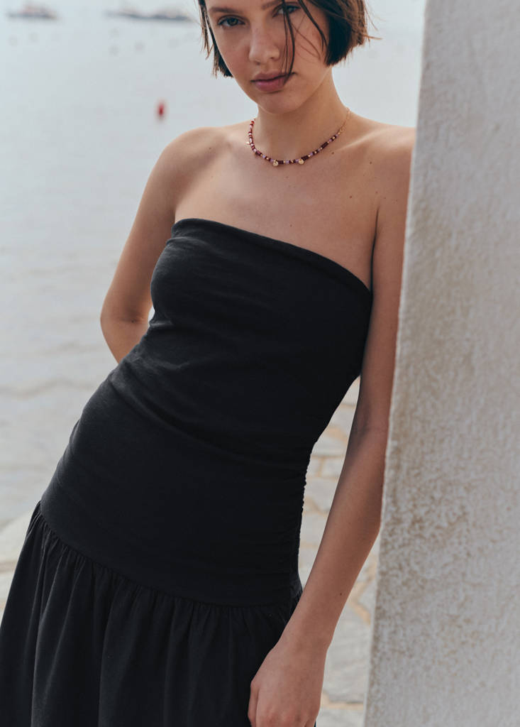 Ruched strapless dress — Off White