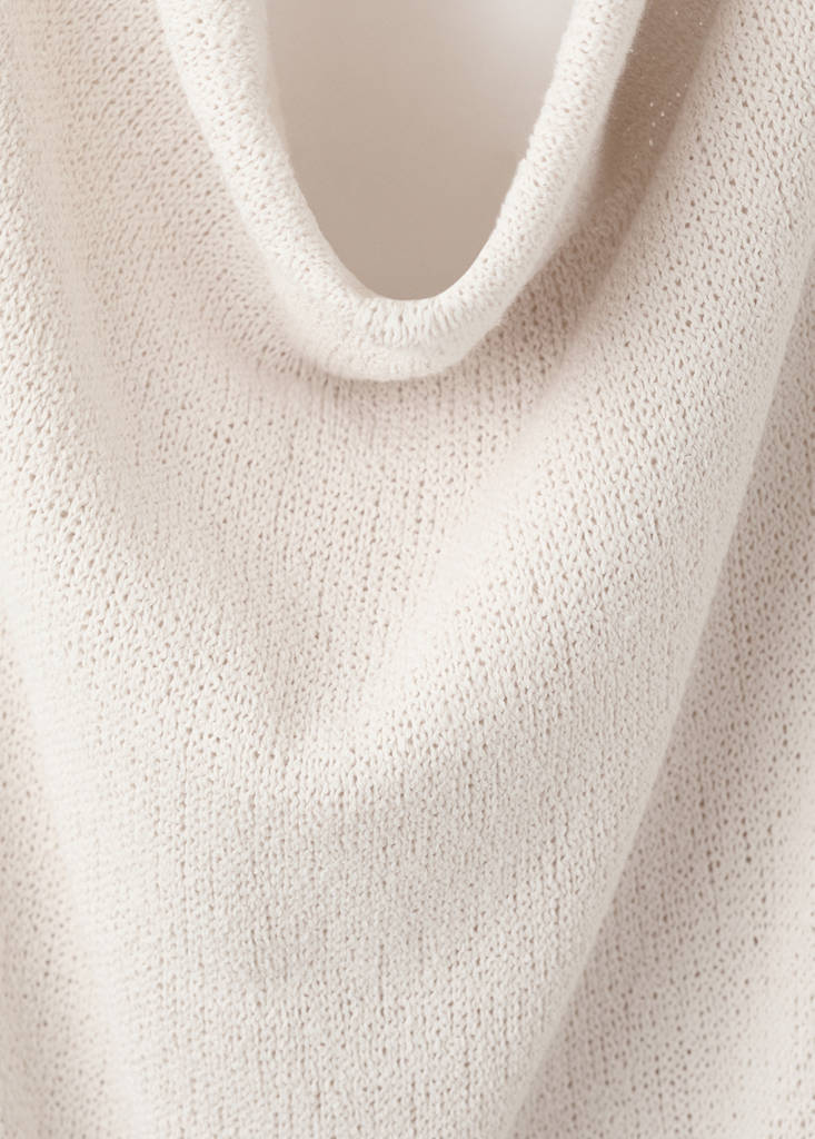 Halter knit dress with belt — Ecru