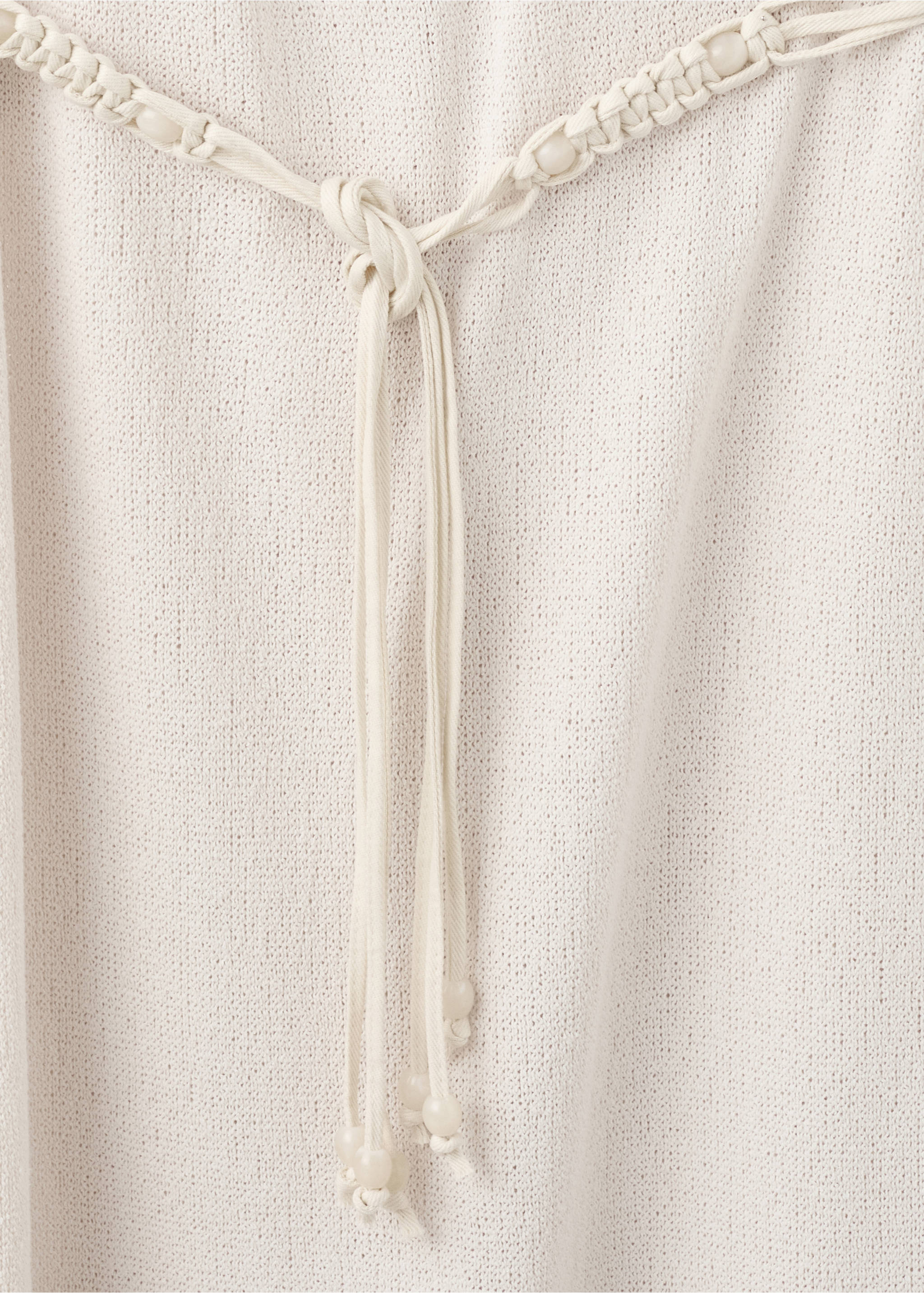 Halter knit dress with belt - Details of the article 0, Ecru. Ref: 37061414-00.