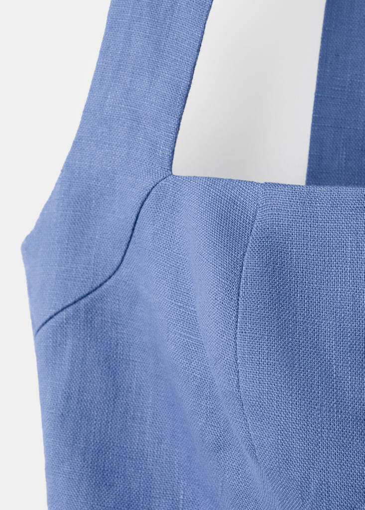 Halter neck jumpsuit 100% linen — Blue