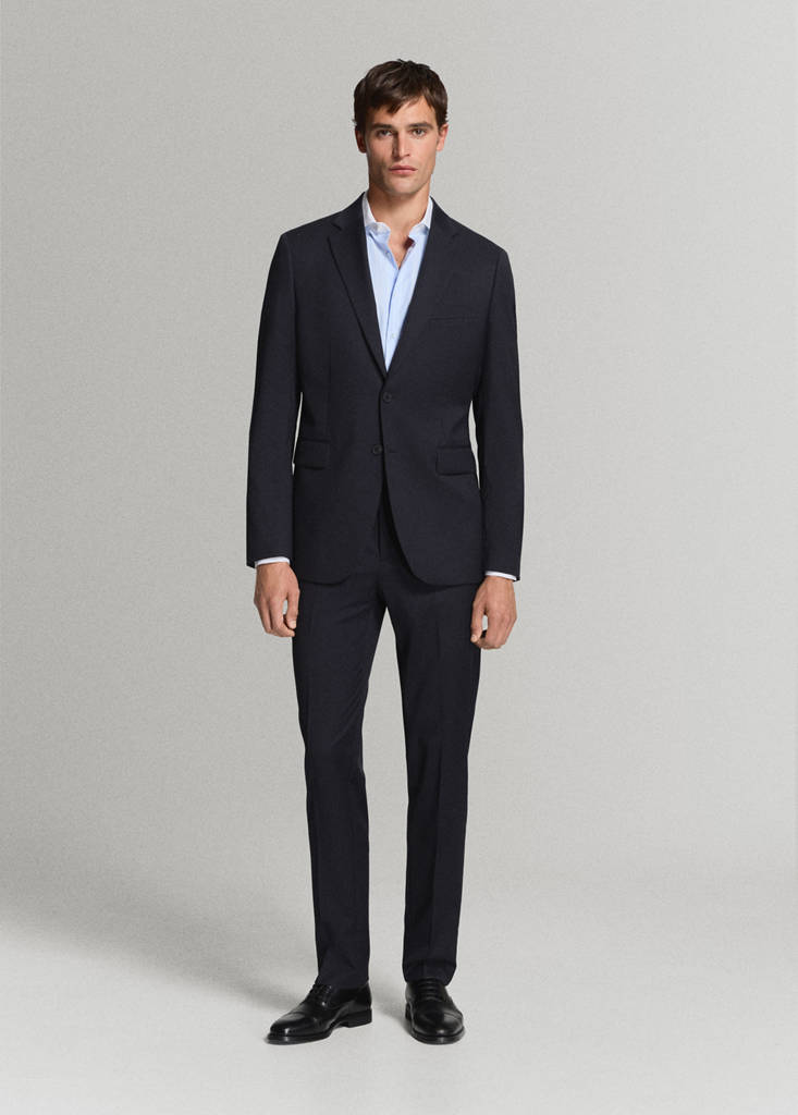 Turin 100% wool suit trousers — Navy