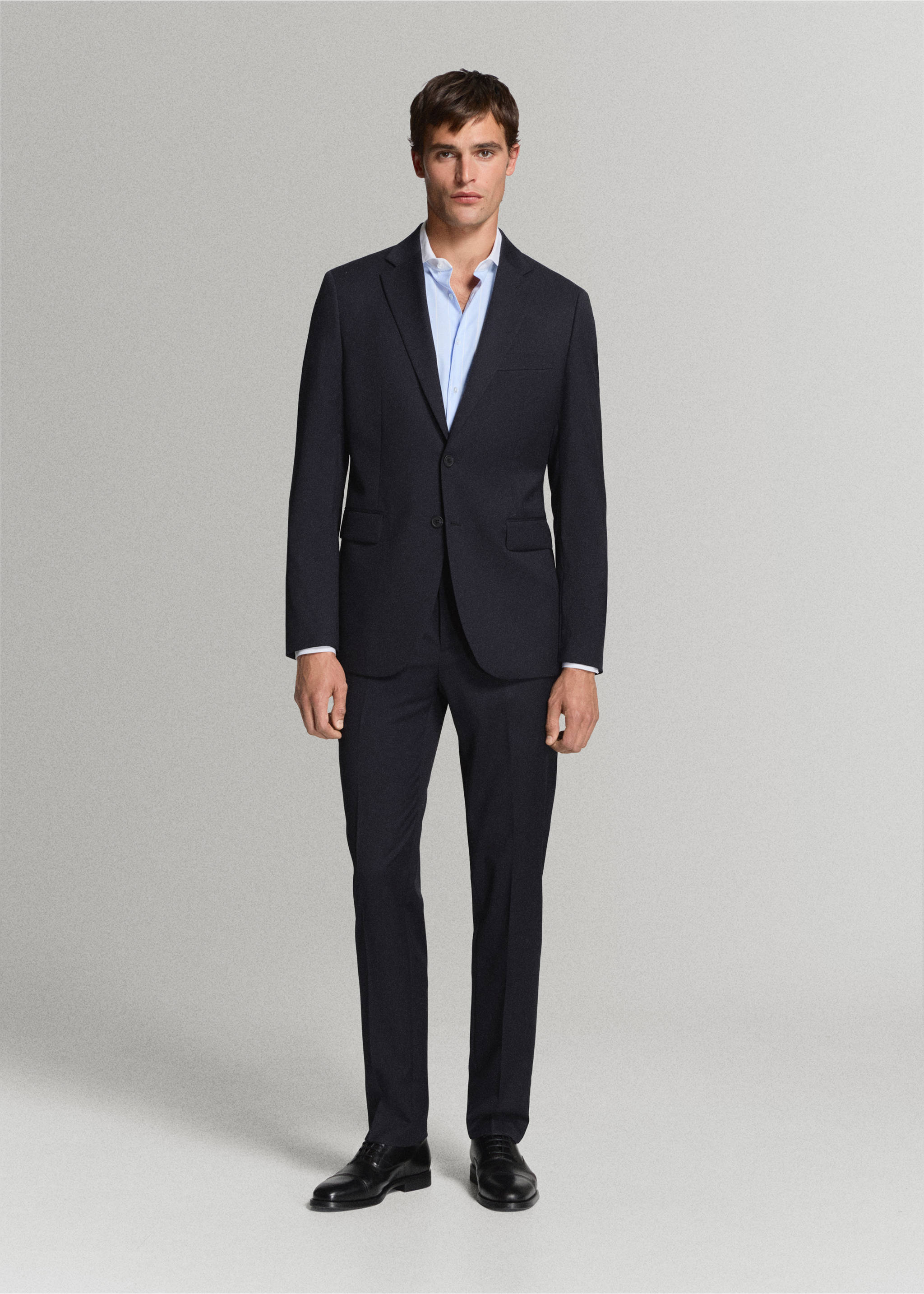 Turin 100% wool suit trousers - General plane, Navy. Ref: 37061416-00.