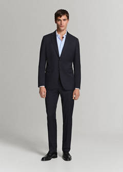 Turin suit trousers, 100% virgin wool, slim fit — Navy 2