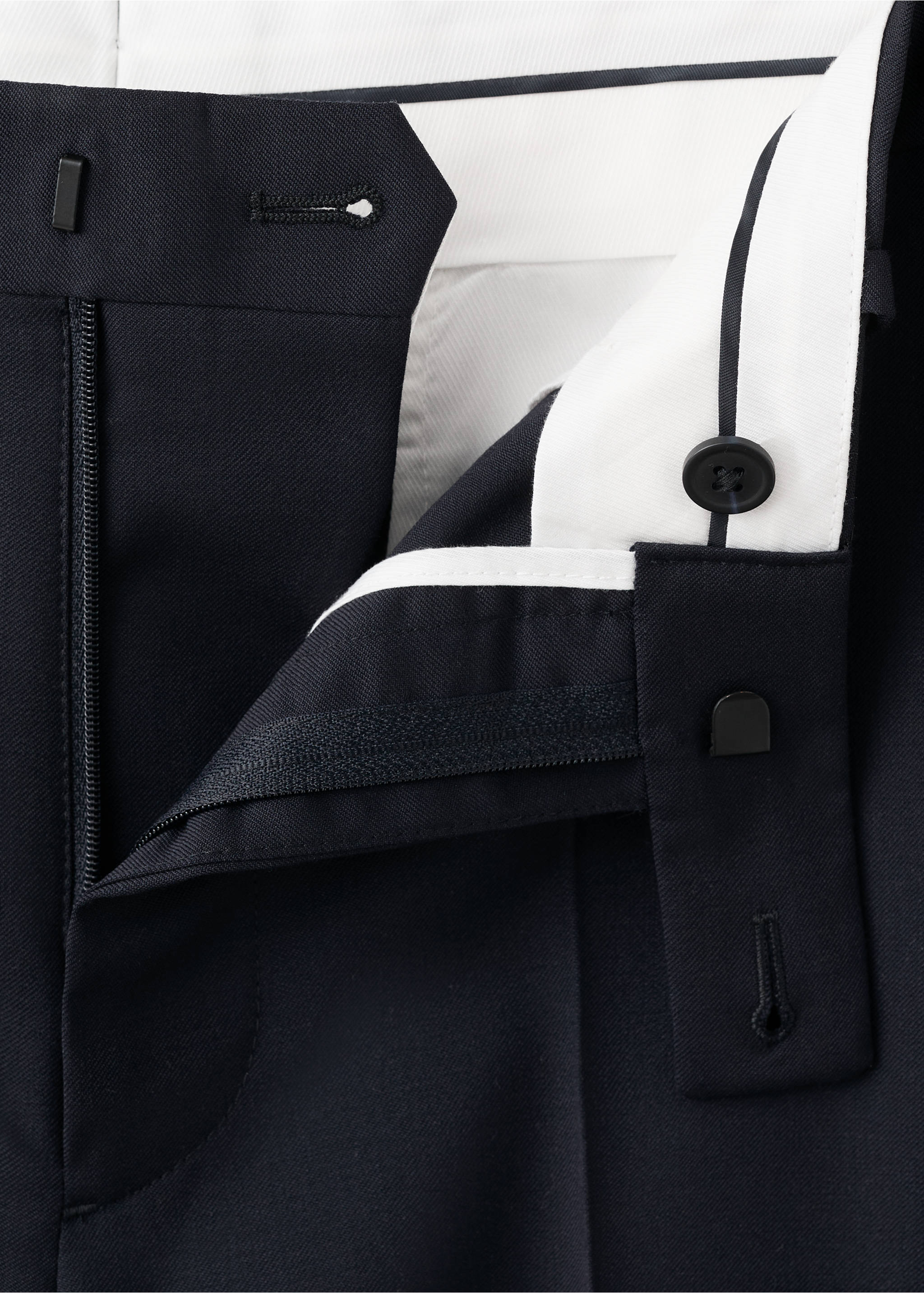 Turin 100% wool suit trousers - Details of the article 8, Navy. Ref: 37061416-00.