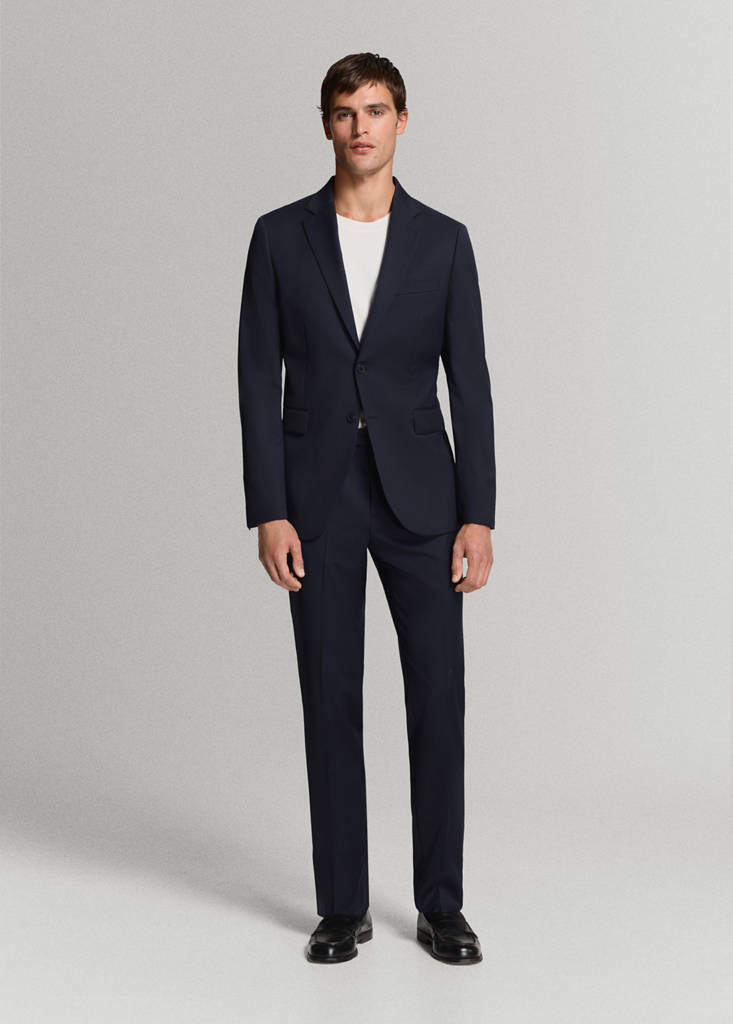 Turin 100% wool suit trousers — Navy