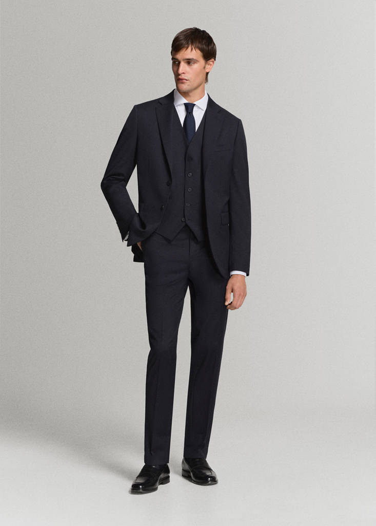 Turin 100% wool suit trousers — Navy