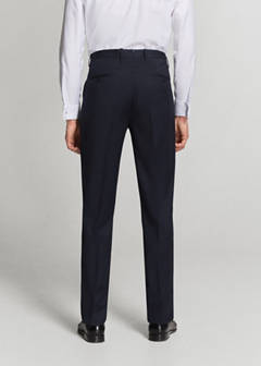 Turin suit trousers, 100% virgin wool, slim fit — Navy 19