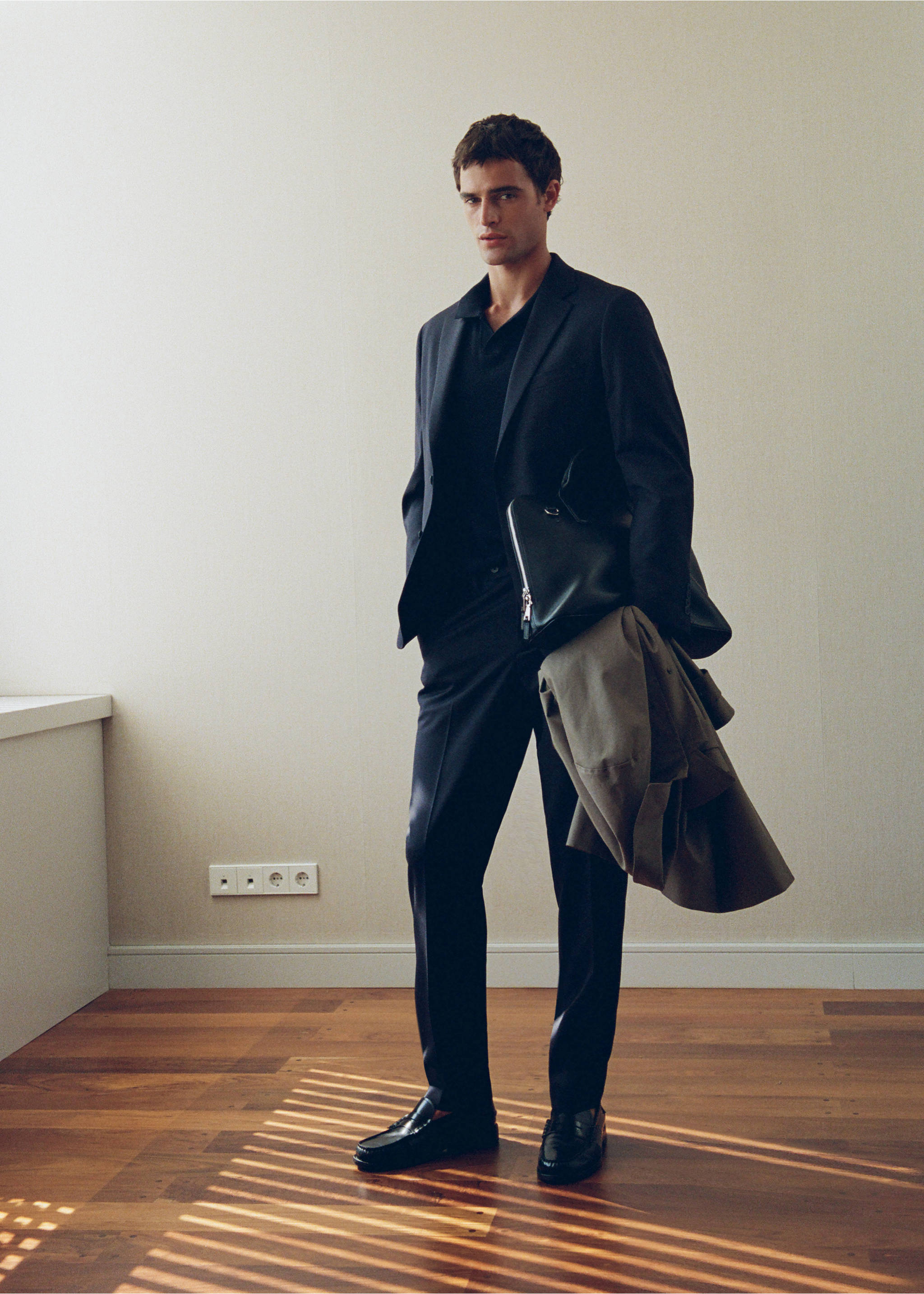Turin 100% wool suit trousers - Details of the article 5, Navy. Ref: 37061416-00.