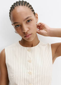 Pinstripe open-back gilet — Vanilla 4