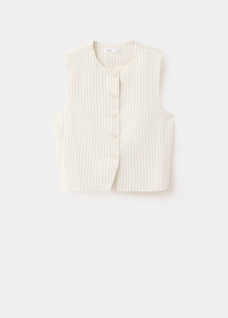 Pinstripe open-back gilet — Vanilla