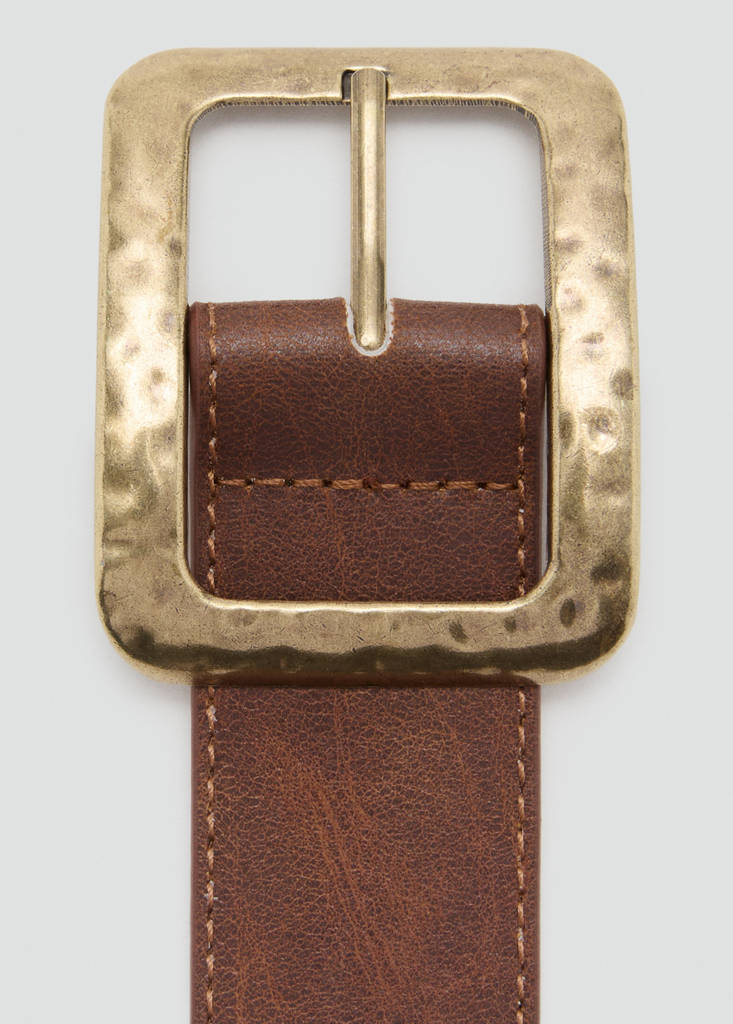 Square buckle belt — Brown