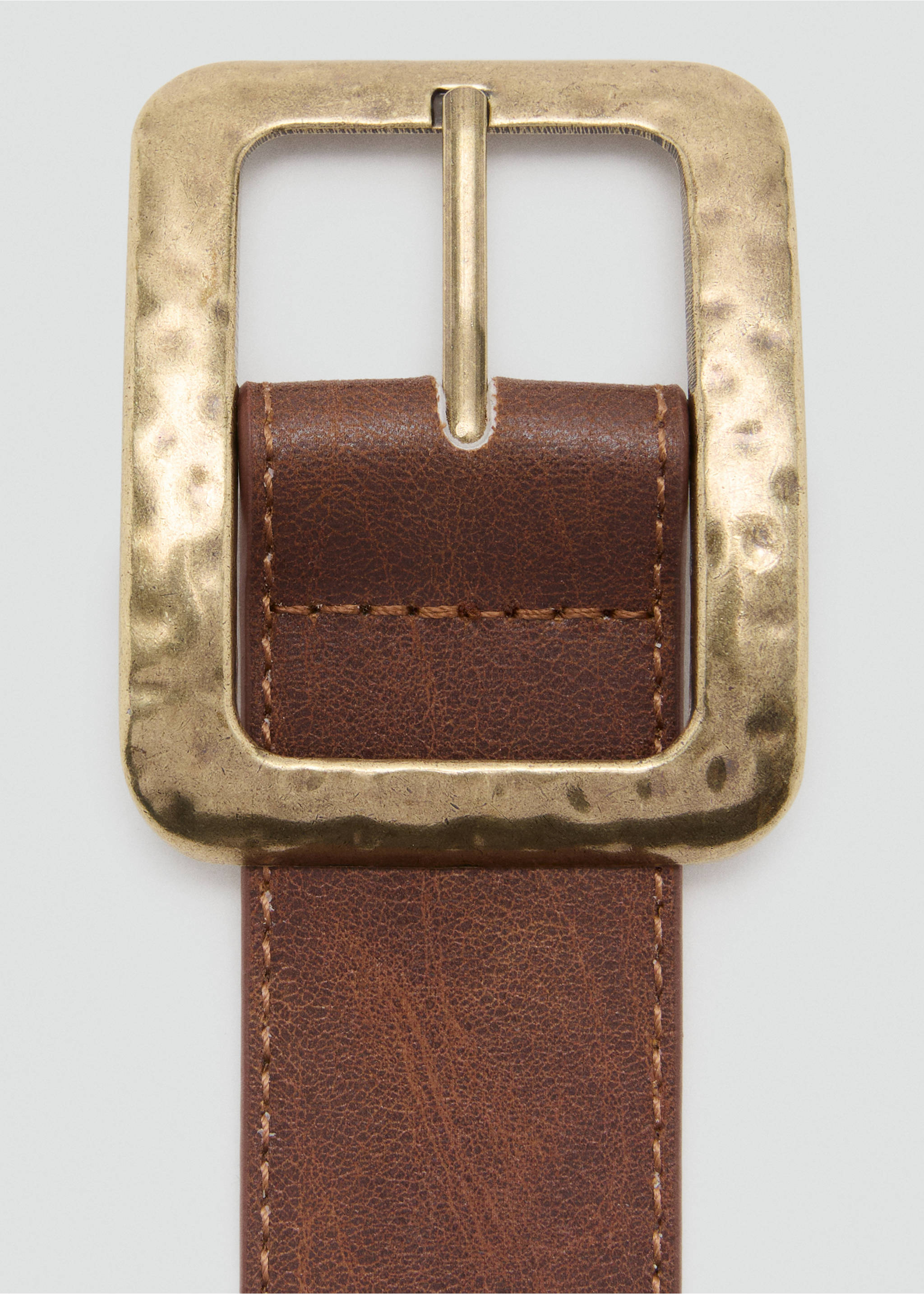 Square buckle belt - Details of the article 1, Brown. Ref: 37061418-00.