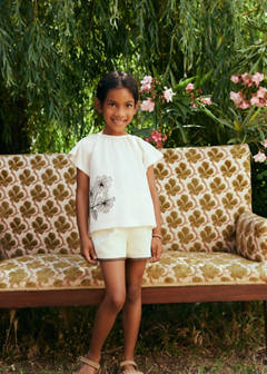 Cotton T-shirt with embroidered flowers — Off White 2