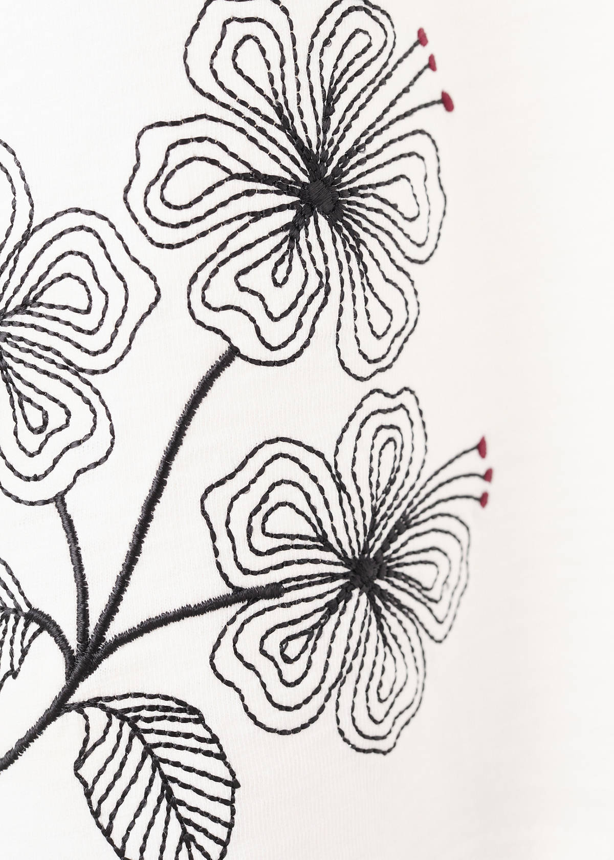 Cotton T-shirt with embroidered flowers — Off White