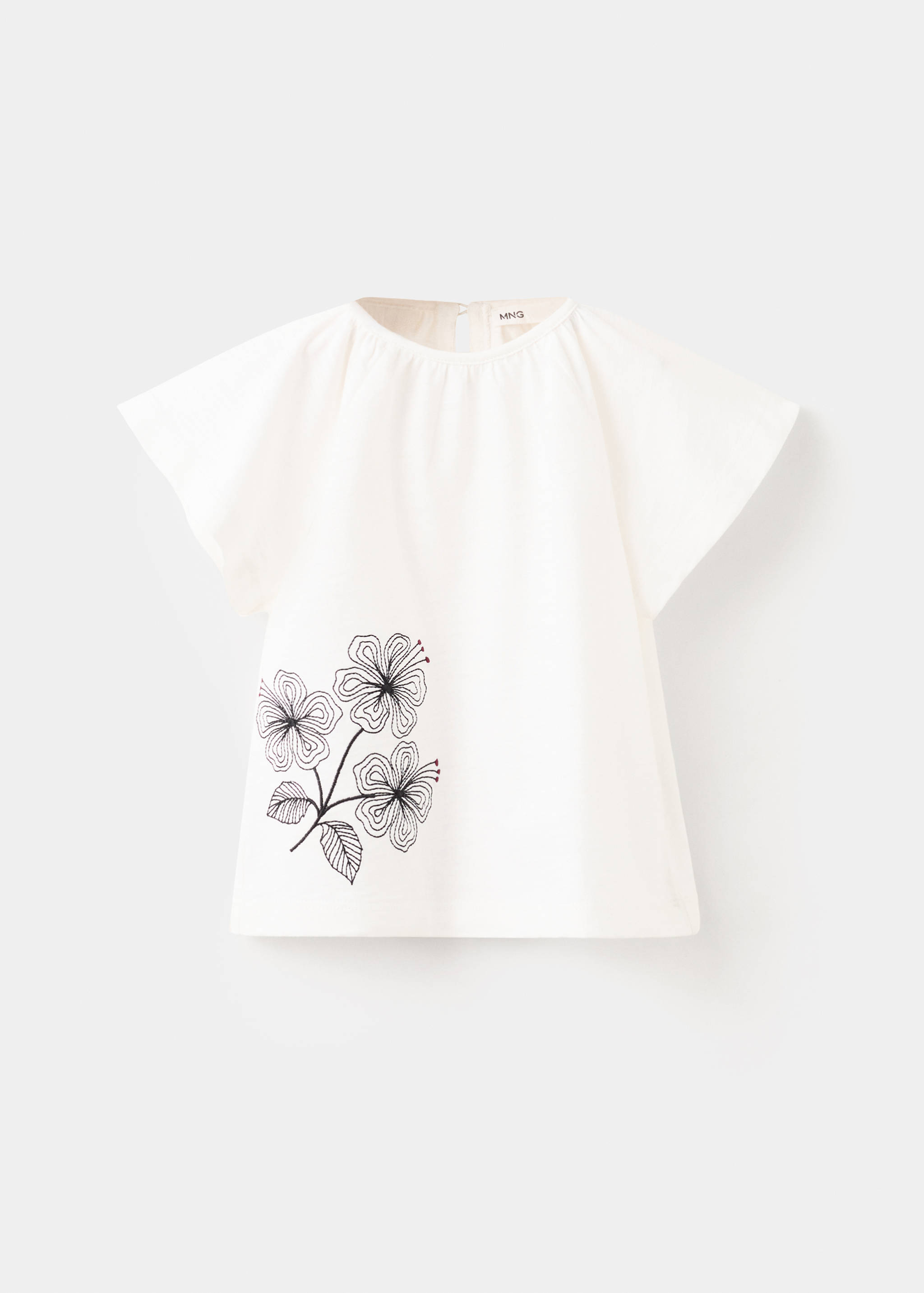 Baumwoll-T-Shirt mit gestickten Blumen - Artikel ohne Model