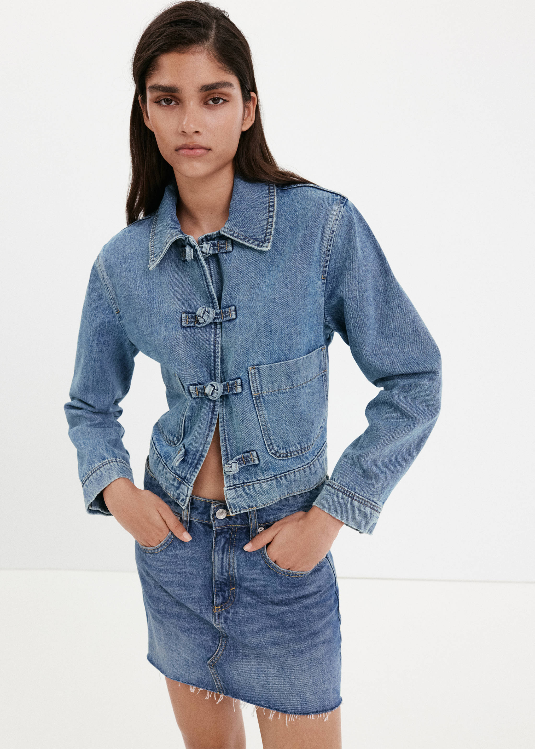 Denim jacket with toggle details - Medium plane