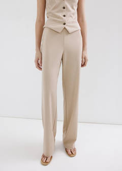 Straight mid-rise trousers — Sand 1