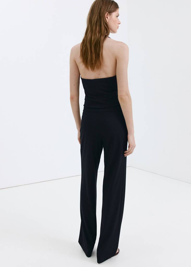 Straight mid-rise trousers — Navy