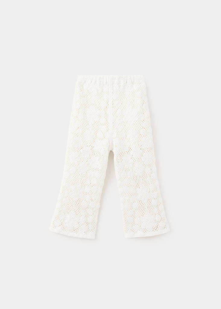 Straight crochet trousers — Beige