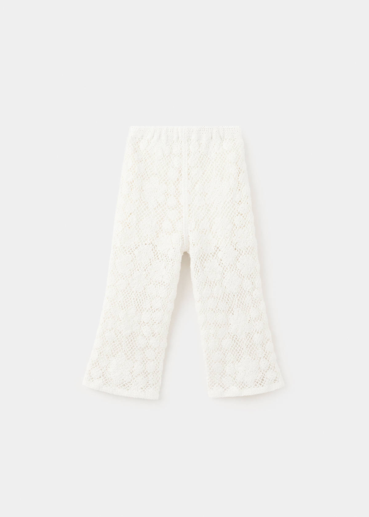 Straight crochet trousers — Beige