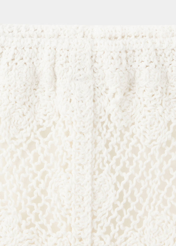 Straight crochet trousers — Beige