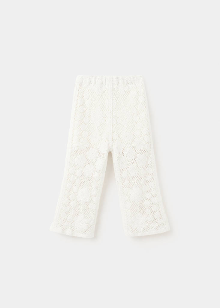Straight crochet trousers — Beige