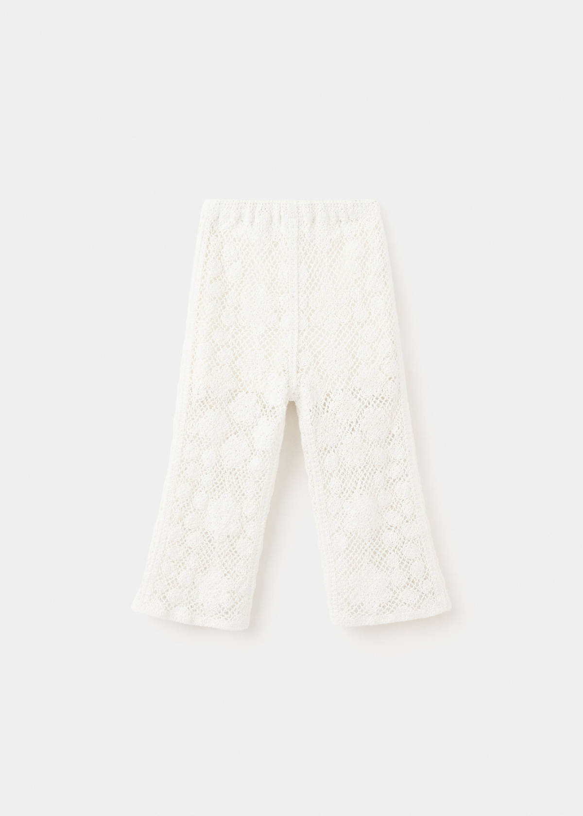 Straight crochet trousers — Beige