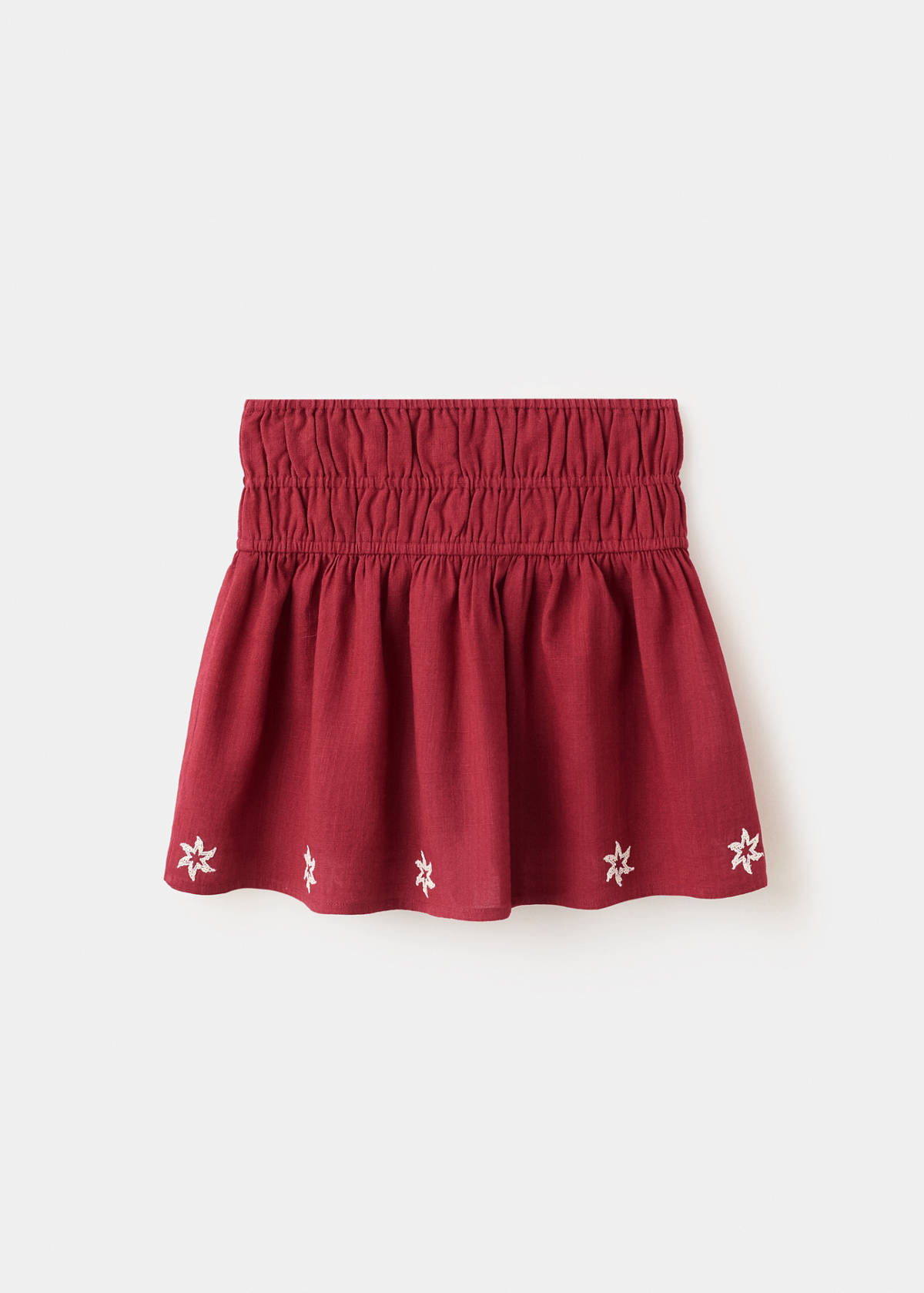Embroidered floral skirt — Burgundy